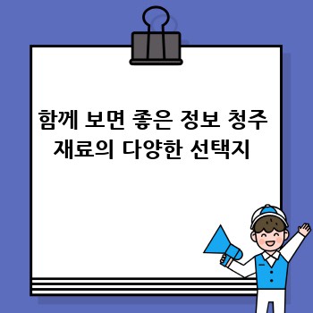 함께 보면 좋은 정보 청주 재료의 다양한 선택지