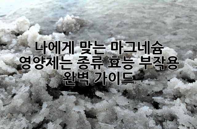 나에게 맞는 마그네슘 영양제는? 종류, 효능, 부작용 완벽 가이드