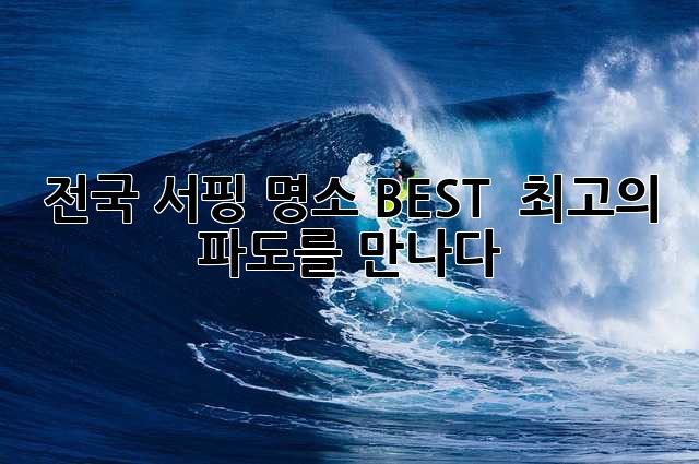 전국 서핑 명소 BEST 🌊🏄‍♀️ 최고의 파도를 만나다!